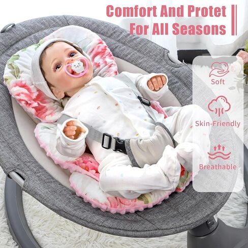 Infant Car Seat Insert, Baby Car Seat Head & Body Support for Newborn, Ultra Soft Reversible Preemie Carseat Insert Cushion for Girls Boys, Fit Car Seat, Stroller, Swing, Bouncer, Pink in Kuwait