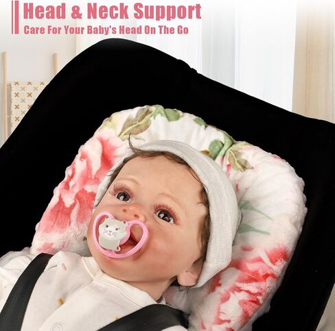 Infant Car Seat Insert, Baby Car Seat Head & Body Support for Newborn, Ultra Soft Reversible Preemie Carseat Insert Cushion for Girls Boys, Fit Car Seat, Stroller, Swing, Bouncer, Pink in Kuwait
