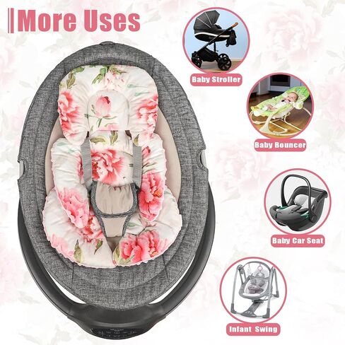 Infant Car Seat Insert, Baby Car Seat Head & Body Support for Newborn, Ultra Soft Reversible Preemie Carseat Insert Cushion for Girls Boys, Fit Car Seat, Stroller, Swing, Bouncer, Pink in Kuwait