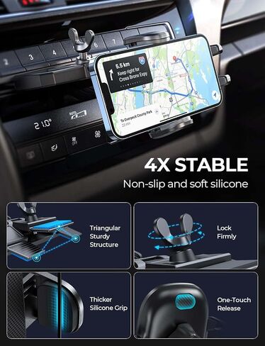 حامل هاتف AINOPE CD للسيارة، حامل هاتف خلوي قوي للغاية، حامل هاتف عالمي بفتحة CD، حامل هاتف من السيليكون لحماية CD، حامل هاتف للسيارة يناسب iPhone 15 Pro Max Plus Samsung جميع الهواتف in Kuwait