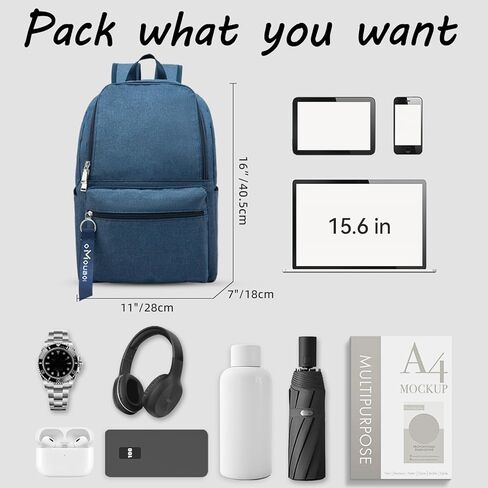 حقيبة ظهر OMOUBOI كاجوال Daypacks Superbreak حقيبة ظهر للكمبيوتر المحمول مقاس 14 بوصة للنساء والرجال تناسب الأعمال السياحية (أسود) in Kuwait