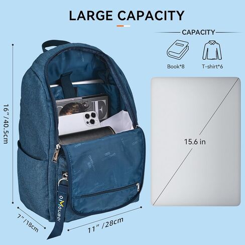حقيبة ظهر OMOUBOI كاجوال Daypacks Superbreak حقيبة ظهر للكمبيوتر المحمول مقاس 14 بوصة للنساء والرجال تناسب الأعمال السياحية (أسود) in Kuwait
