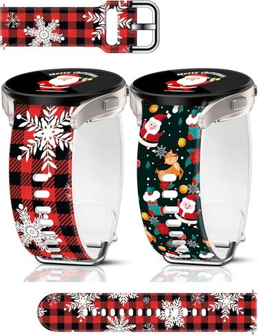 2 Pack 20mm Christmas Watch Bands Compatible with Samsung Galaxy Watch 40mm 41mm 42mm 44mm 45mm 46mm, Holiday Fall Thanksgiving Seasonal Replacement Silicone Strap for Galaxy Watch 7 / Watch 6 / Watch 5 / Watch 5 Pro / Watch 4 / Watch 4 Classic / Watch 3  in Saudi Arabia