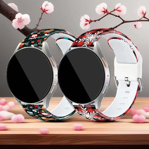 2 Pack 20mm Christmas Watch Bands Compatible with Samsung Galaxy Watch 40mm 41mm 42mm 44mm 45mm 46mm, Holiday Fall Thanksgiving Seasonal Replacement Silicone Strap for Galaxy Watch 7 / Watch 6 / Watch 5 / Watch 5 Pro / Watch 4 / Watch 4 Classic / Watch 3  in Saudi Arabia