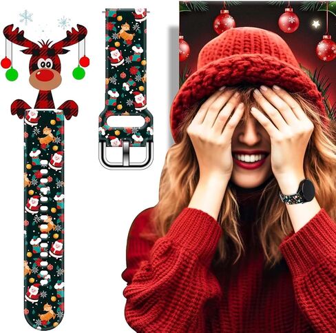 2 Pack 20mm Christmas Watch Bands Compatible with Samsung Galaxy Watch 40mm 41mm 42mm 44mm 45mm 46mm, Holiday Fall Thanksgiving Seasonal Replacement Silicone Strap for Galaxy Watch 7 / Watch 6 / Watch 5 / Watch 5 Pro / Watch 4 / Watch 4 Classic / Watch 3  in Saudi Arabia