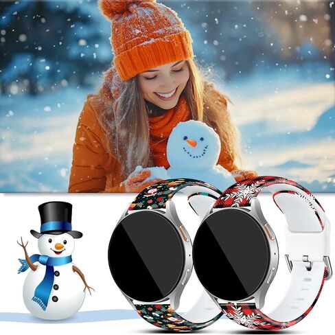 2 Pack 20mm Christmas Watch Bands Compatible with Samsung Galaxy Watch 40mm 41mm 42mm 44mm 45mm 46mm, Holiday Fall Thanksgiving Seasonal Replacement Silicone Strap for Galaxy Watch 7 / Watch 6 / Watch 5 / Watch 5 Pro / Watch 4 / Watch 4 Classic / Watch 3  in Saudi Arabia
