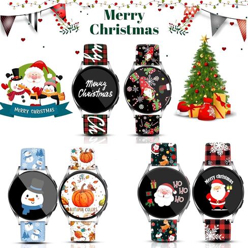 2 Pack 20mm Christmas Watch Bands Compatible with Samsung Galaxy Watch 40mm 41mm 42mm 44mm 45mm 46mm, Holiday Fall Thanksgiving Seasonal Replacement Silicone Strap for Galaxy Watch 7 / Watch 6 / Watch 5 / Watch 5 Pro / Watch 4 / Watch 4 Classic / Watch 3  in Saudi Arabia