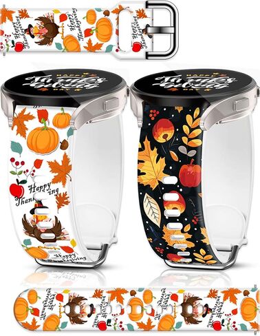 2 Pack 20mm Christmas Watch Bands Compatible with Samsung Galaxy Watch 40mm 41mm 42mm 44mm 45mm 46mm, Holiday Fall Thanksgiving Seasonal Replacement Silicone Strap for Galaxy Watch 7 / Watch 6 / Watch 5 / Watch 5 Pro / Watch 4 / Watch 4 Classic / Watch 3  in Saudi Arabia