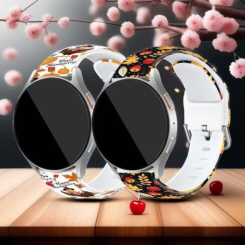 2 Pack 20mm Christmas Watch Bands Compatible with Samsung Galaxy Watch 40mm 41mm 42mm 44mm 45mm 46mm, Holiday Fall Thanksgiving Seasonal Replacement Silicone Strap for Galaxy Watch 7 / Watch 6 / Watch 5 / Watch 5 Pro / Watch 4 / Watch 4 Classic / Watch 3  in Saudi Arabia