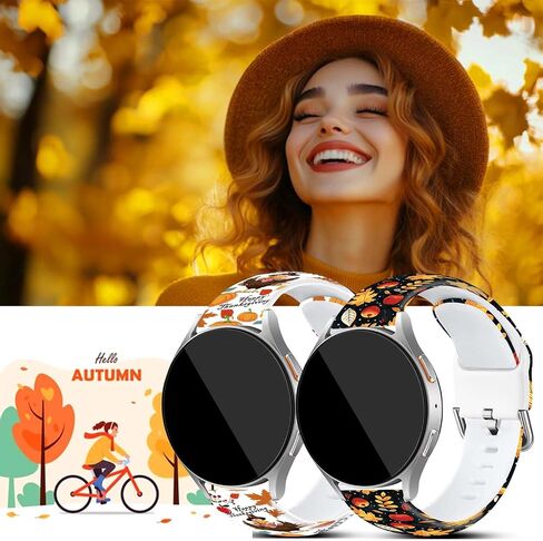 2 Pack 20mm Christmas Watch Bands Compatible with Samsung Galaxy Watch 40mm 41mm 42mm 44mm 45mm 46mm, Holiday Fall Thanksgiving Seasonal Replacement Silicone Strap for Galaxy Watch 7 / Watch 6 / Watch 5 / Watch 5 Pro / Watch 4 / Watch 4 Classic / Watch 3  in Saudi Arabia