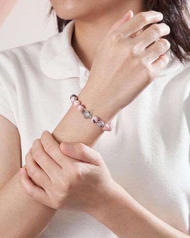 ASKRAIN Turtle Gifts for Women - Pink Zebra/Turquoise Stone Turtle Charm Bracelet in Kuwait