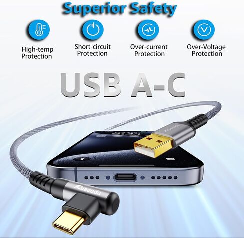 USB C Cable 6 ft,2Pack 3.1A Type C Charger Fast Charging Cable, USB A to USB C 3A Charger Durable Nylon Braided Car Carplay Cable for i'Phone 15 15 Pro Max 15 Plus Cable in Saudi Arabia