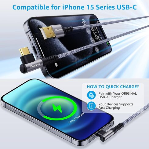 USB C Cable 6 ft,2Pack 3.1A Type C Charger Fast Charging Cable, USB A to USB C 3A Charger Durable Nylon Braided Car Carplay Cable for i'Phone 15 15 Pro Max 15 Plus Cable in Saudi Arabia