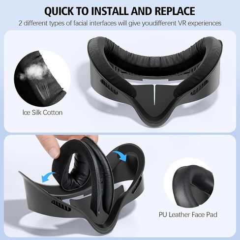 Facial Interface Compatible Accessories with Meta Quest 3S: Face Cover Pad for Oculus Quest 3S - Sweat-Proof PU Leather Face Cushion - Light-Blocking Nose Pad for VR Headset in Saudi Arabia