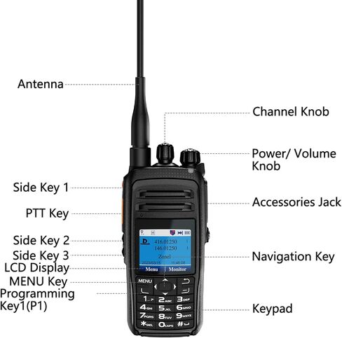 LiSheng DM-R89UV راديو هام محمول عالي الطاقة 8 وات، DMR رقمي وراديو تناظري ثنائي النطاق ثنائي الاتجاه (136-174 ميجا هرتز VHF و400-470 ميجا هرتز UHF). in Saudi Arabia