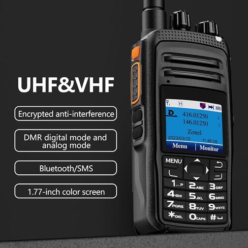 LiSheng DM-R89UV راديو هام محمول عالي الطاقة 8 وات، DMR رقمي وراديو تناظري ثنائي النطاق ثنائي الاتجاه (136-174 ميجا هرتز VHF و400-470 ميجا هرتز UHF). in Saudi Arabia