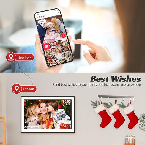 Frameo 10.1 inch WiFi Digital Picture Frame, IPS Touch Screen Smart Cloud Digital Photo Frame with 32GB Storage, Auto-Rotate, Wall-Mounted, Slideshow, Share Photos/Videos Instantly via Frameo App in Kuwait
