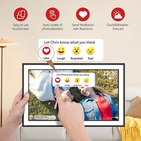 Frameo 10.1 inch WiFi Digital Picture Frame, IPS Touch Screen Smart Cloud Digital Photo Frame with 32GB Storage, Auto-Rotate, Wall-Mounted, Slideshow, Share Photos/Videos Instantly via Frameo App in Kuwait