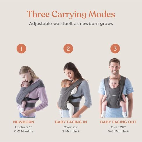 حاملة لفافة الأطفال حديثي الولادة Embrace Cozy من Ergobaby (7-25 كجم)، نسيج بونتي، جملي in Kuwait