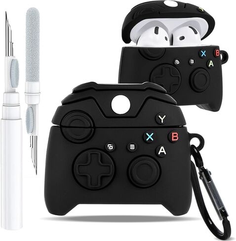 Boaretiu لـ Airpods 4 Case 2024 لطيف كارتون Kawaii - غطاء تصميم سيليكون ناعم ثلاثي الأبعاد مضحك مع حلقة تسلق ومجموعة منظف ممتعة، غلاف رائع أنيق للأولاد والبنات والمراهقات والنساء لقرون الهواء 4، لعبة خضراء in Kuwait