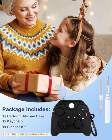 Boaretiu لـ Airpods 4 Case 2024 لطيف كارتون Kawaii - غطاء تصميم سيليكون ناعم ثلاثي الأبعاد مضحك مع حلقة تسلق ومجموعة منظف ممتعة، غلاف رائع أنيق للأولاد والبنات والمراهقات والنساء لقرون الهواء 4، لعبة خضراء in Kuwait