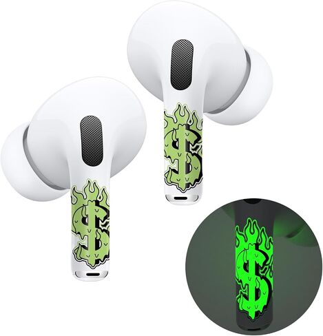 ROCKMAX for AirPods Pro Skin, Smiley Face Sticker Wraps for Earbuds Pro 2 Case Cover and Glowing Halloween AirPod Pro Case, Custom Accessories for AirPods Pro 2nd Generation as Boys and Girls Gift in Saudi Arabia