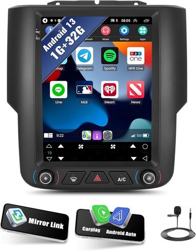SIXWIN Android Car Stereo for Dodge Ram 2013-2018 9.7 بوصة تعمل باللمس راديو السيارة مع Carplay اللاسلكي Android Auto 1G+32G GPS Navigation Bluetooth FM WiFi HiFi MIC in Saudi Arabia
