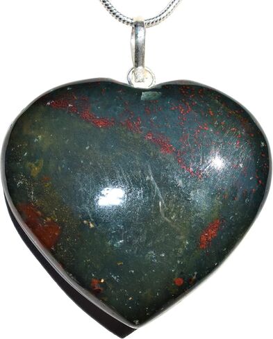 Zenergy Gems CHARGED Natural Himalayan Gemstone Crystal Puffy Heart Pendant Necklace + 20" Silver Chain + Selenite Charging Heart [Included] in Kuwait