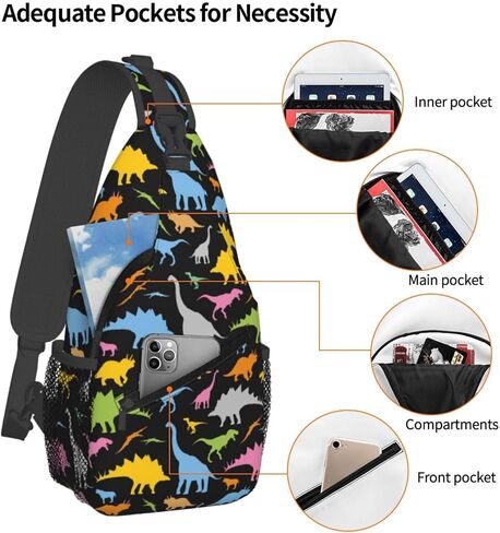 Dinosaur Sling Backpack Chest Bag Crossbody Shoulder Bag Gym Cycling Travel Hiking Daypack For Men Women in Saudi Arabia