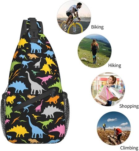 Dinosaur Sling Backpack Chest Bag Crossbody Shoulder Bag Gym Cycling Travel Hiking Daypack For Men Women in Saudi Arabia