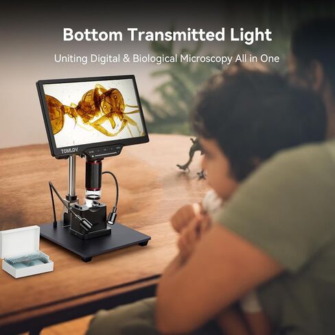TOMLOV DM202 Max مجهر رقمي 1500x، مجهر عملة مع أضواء، مجهر لحام HDMI 25 ميجابكسل للبالغين، مجهر LCD مع شاشة، Microsocpe لإصلاح الإلكترونيات، متوافق مع الكمبيوتر/التلفزيون، 32 جيجابايت in Kuwait
