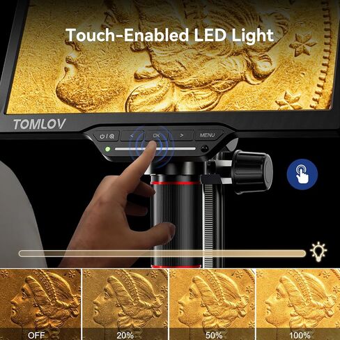 TOMLOV DM202 Max مجهر رقمي 1500x، مجهر عملة مع أضواء، مجهر لحام HDMI 25 ميجابكسل للبالغين، مجهر LCD مع شاشة، Microsocpe لإصلاح الإلكترونيات، متوافق مع الكمبيوتر/التلفزيون، 32 جيجابايت in Kuwait