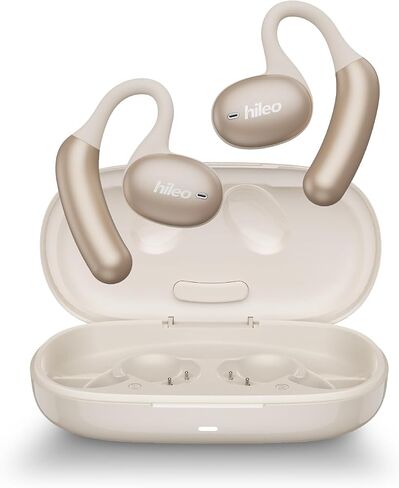 Open Ear Headphones & Earbuds, Open-Ear Design, Long-Lasting Battery (48 Hrs), LED Display, Bluetooth 5.3, Hi-Fidelity Sound, Ear Hooks, Sweat Resistant, Adjustable - White in Saudi Arabia