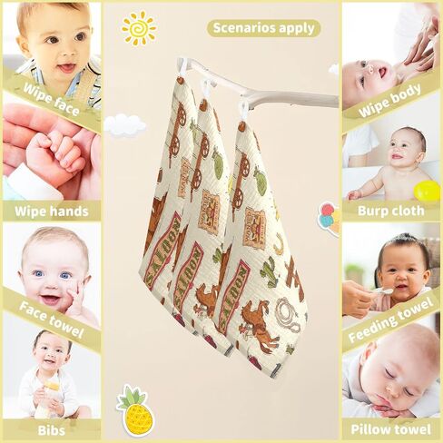 Fresh Green Avocado Baby Muslin Washcloths Paw Print Fruits Burp Cloths Soft Absorbent Baby Wash Cloth Fingertip Face Towels for Newborn Boys Girls 12 x 12 in, 5 Pack in Saudi Arabia
