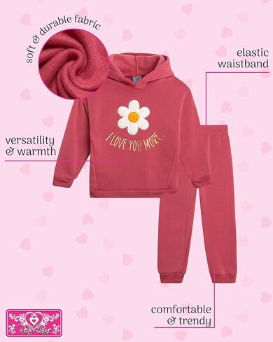 Real Love Toddler Girls' Jogger Set - 2 Piece Soft Fleece Pullover Hoodie and Jogger Pants - Girls Sweatsuit Set (2T-6X) in Kuwait
