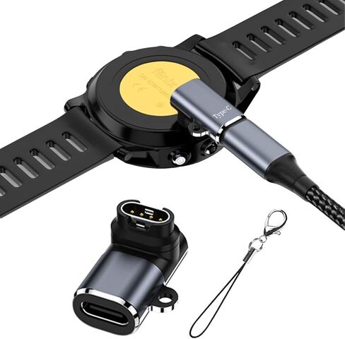 محول شحن من النوع C لساعة Garmin 90 درجة، شاحن Ankky من سبائك الألومنيوم متوافق مع Garmin Fenix ​​7/7S/7X/6S/6/6X/5S/5/5X، Instinct 1/2/2S/Tide/Tactical، Forerunner، و المزيد من السلسلة in Kuwait