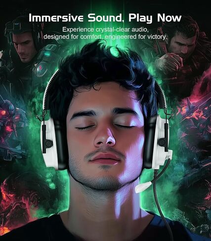 HW12 Gaming Headset for PC/PS5/PS4/Xbox One/Switch,Gaming Headphones with Microphone Wired Xbox Headet with 3.5mm Audio Jack (Black/Green) in Saudi Arabia