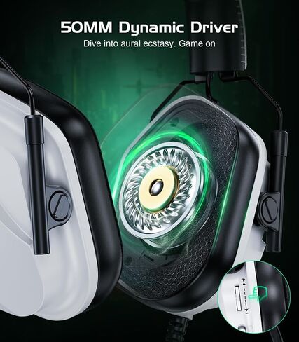 HW12 Gaming Headset for PC/PS5/PS4/Xbox One/Switch,Gaming Headphones with Microphone Wired Xbox Headet with 3.5mm Audio Jack (Black/Green) in Saudi Arabia