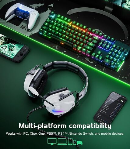 HW12 Gaming Headset for PC/PS5/PS4/Xbox One/Switch,Gaming Headphones with Microphone Wired Xbox Headet with 3.5mm Audio Jack (Black/Green) in Saudi Arabia