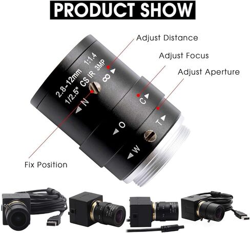 كاميرا USB زاوية واسعة 2.8-12 مم عدسة متغيرة البعد البؤري كاميرا USB كاميرا ويب 100 إطار في الثانية لمؤتمر الفيديو كاميرا ويب 2 ميجابكسل 1080 بكسل لنظام التشغيل Linux/Windows/Android، التوصيل والتشغيل تدعم كاميرا الويب OPENCV in Kuwait