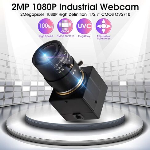 كاميرا USB زاوية واسعة 2.8-12 مم عدسة متغيرة البعد البؤري كاميرا USB كاميرا ويب 100 إطار في الثانية لمؤتمر الفيديو كاميرا ويب 2 ميجابكسل 1080 بكسل لنظام التشغيل Linux/Windows/Android، التوصيل والتشغيل تدعم كاميرا الويب OPENCV in Kuwait