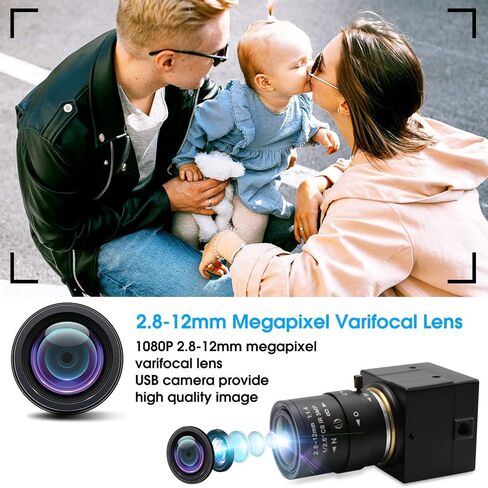 كاميرا USB زاوية واسعة 2.8-12 مم عدسة متغيرة البعد البؤري كاميرا USB كاميرا ويب 100 إطار في الثانية لمؤتمر الفيديو كاميرا ويب 2 ميجابكسل 1080 بكسل لنظام التشغيل Linux/Windows/Android، التوصيل والتشغيل تدعم كاميرا الويب OPENCV in Kuwait