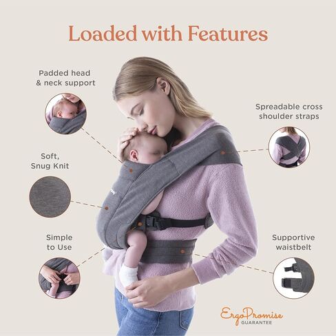 Ergobaby Embrace Cozy Newborn Baby Wrap Carrier (7-25 Pounds), Ponte Knit, Sage Meadows in Kuwait