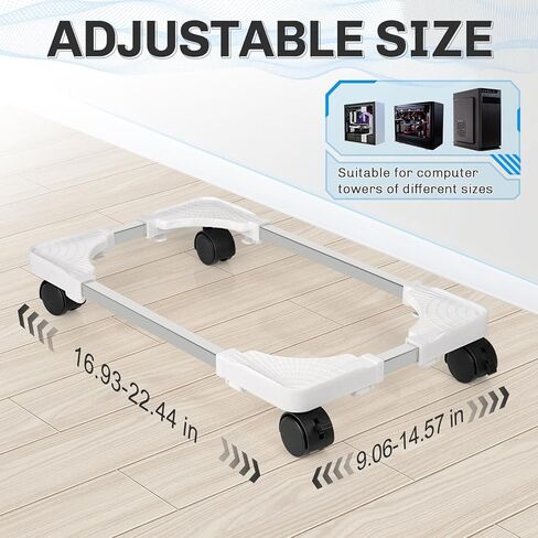 Liitrton Mobile CPU Stand حامل برج الكمبيوتر قابل للتعديل مع 4 عجلات عجلات يناسب معظم أجهزة الكمبيوتر (أسود) in Kuwait