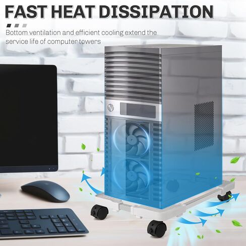 Liitrton Mobile CPU Stand حامل برج الكمبيوتر قابل للتعديل مع 4 عجلات عجلات يناسب معظم أجهزة الكمبيوتر (أسود) in Kuwait