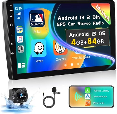 4+64G Inefala Double DIN Android 13 Car Radio Stereo Kit with Wireless Carplay Android Auto Head Unit, 10 Inch HD Touch Screen Radio with GPS WiFi BT5.0 FM/RDS EQ Mirror Link SWC Backup Camera MIC in Saudi Arabia