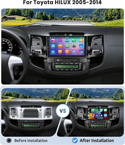 [8 CORE 6G+128G] لراديو السيارة Toyota HILUX 2005-2014 مع Carplay اللاسلكي/Android Auto، 9 بوصة Android 13 IPS شاشة تعمل باللمس، بلوتوث، GPS Navi، WiFi، SWC، DSP + كاميرا احتياطية in Saudi Arabia