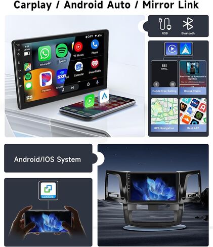 [8 CORE 6G+128G] لراديو السيارة Toyota HILUX 2005-2014 مع Carplay اللاسلكي/Android Auto، 9 بوصة Android 13 IPS شاشة تعمل باللمس، بلوتوث، GPS Navi، WiFi، SWC، DSP + كاميرا احتياطية in Saudi Arabia