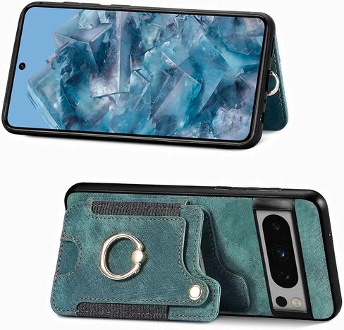 حافظة هاتف Google Pixel 9 / Pixel 9 Pro، حامل بطاقات، حافظة قابلة للطي من جلد البولي يوريثان، حامل حلقي لمنع تحديد الهوية بموجات الراديو، مسند معصم، غطاء حماية مغناطيسي للرجال لهاتف Pixel 9 / Pixel 9 Pro أسود in Kuwait