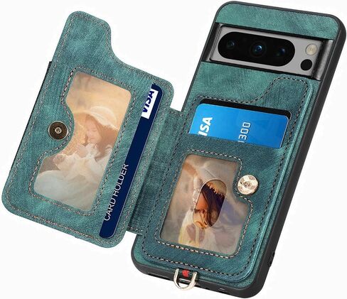 حافظة هاتف Google Pixel 9 / Pixel 9 Pro، حامل بطاقات، حافظة قابلة للطي من جلد البولي يوريثان، حامل حلقي لمنع تحديد الهوية بموجات الراديو، مسند معصم، غطاء حماية مغناطيسي للرجال لهاتف Pixel 9 / Pixel 9 Pro أسود in Kuwait